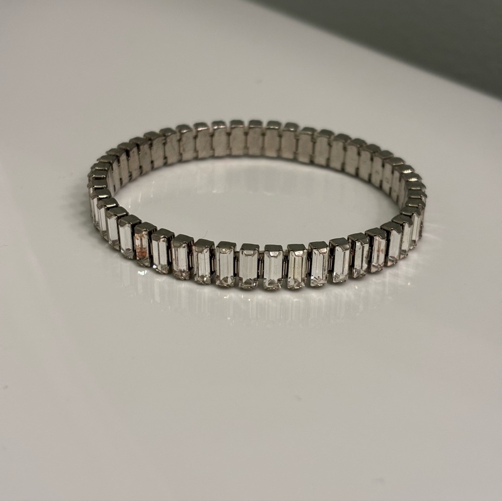 Touchstone Crystal Luxe Silver Night Stretch Bracelet Baguette Crystal - Picture 4 of 10